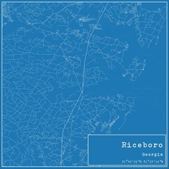 Blueprint US city map of Riceboro, Georgia.