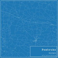 Blueprint US city map of Pembroke, Georgia.