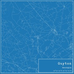Blueprint US city map of Guyton, Georgia.