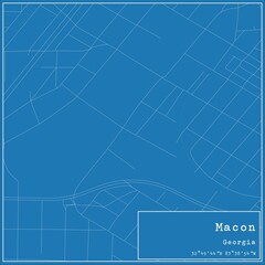 Blueprint US city map of Macon, Georgia.