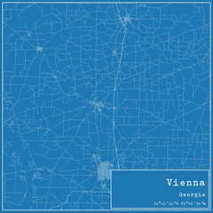 Blueprint US city map of Vienna, Georgia.
