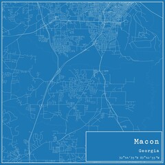 Blueprint US city map of Macon, Georgia.
