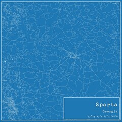 Blueprint US city map of Sparta, Georgia.