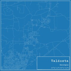 Blueprint US city map of Valdosta, Georgia.