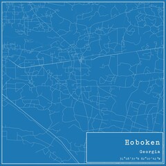 Blueprint US city map of Hoboken, Georgia.