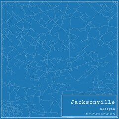 Blueprint US city map of Jacksonville, Georgia.
