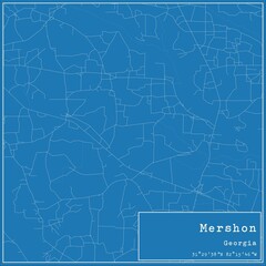 Blueprint US city map of Mershon, Georgia.