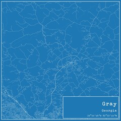 Blueprint US city map of Gray, Georgia.