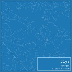 Blueprint US city map of Clyo, Georgia.