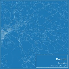 Blueprint US city map of Macon, Georgia.