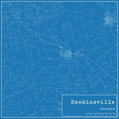 Blueprint US city map of Hawkinsville, Georgia.