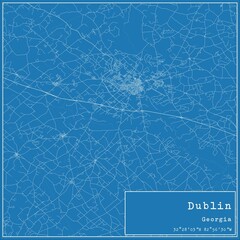 Blueprint US city map of Dublin, Georgia.