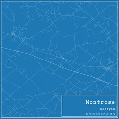 Blueprint US city map of Montrose, Georgia.