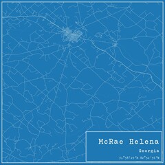 Blueprint US city map of McRae Helena, Georgia.