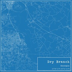 Blueprint US city map of Dry Branch, Georgia.