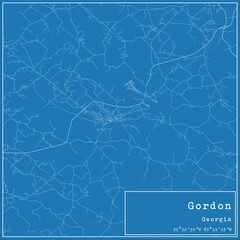 Blueprint US city map of Gordon, Georgia.