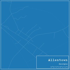 Blueprint US city map of Allentown, Georgia.