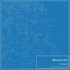 Blueprint US city map of Bonaire, Georgia.