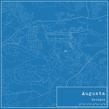 Blueprint US city map of Augusta, Georgia.
