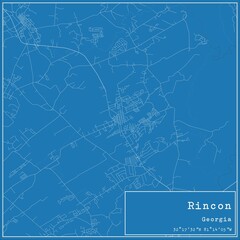 Blueprint US city map of Rincon, Georgia.