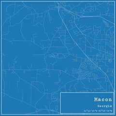 Blueprint US city map of Macon, Georgia.