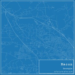 Blueprint US city map of Macon, Georgia.