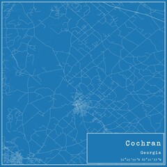 Blueprint US city map of Cochran, Georgia.