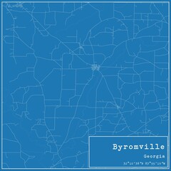 Blueprint US city map of Byromville, Georgia.