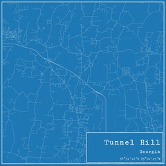 Blueprint US city map of Tunnel Hill, Georgia.