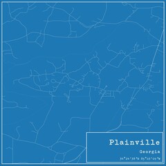 Blueprint US city map of Plainville, Georgia.