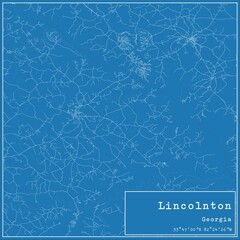 Blueprint US city map of Lincolnton, Georgia.