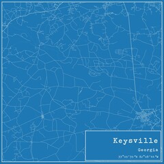 Blueprint US city map of Keysville, Georgia.
