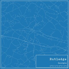 Blueprint US city map of Rutledge, Georgia.