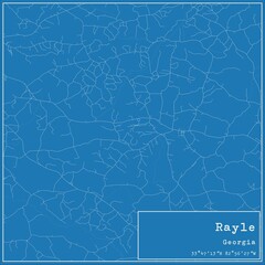 Blueprint US city map of Rayle, Georgia. © Rezona