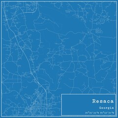 Blueprint US city map of Resaca, Georgia.
