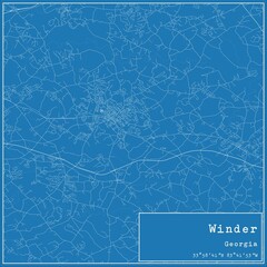 Blueprint US city map of Winder, Georgia.