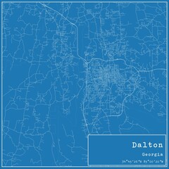 Blueprint US city map of Dalton, Georgia.