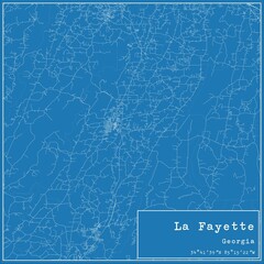 Blueprint US city map of La Fayette, Georgia.