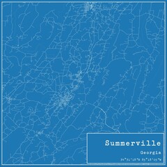 Blueprint US city map of Summerville, Georgia.
