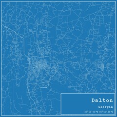 Blueprint US city map of Dalton, Georgia.