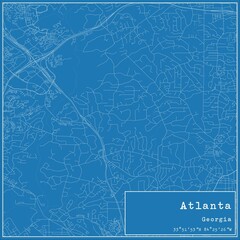 Blueprint US city map of Atlanta, Georgia.