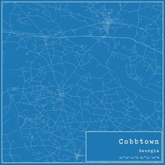 Blueprint US city map of Cobbtown, Georgia.