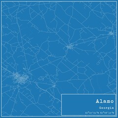 Blueprint US city map of Alamo, Georgia.