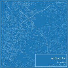 Blueprint US city map of Atlanta, Georgia.