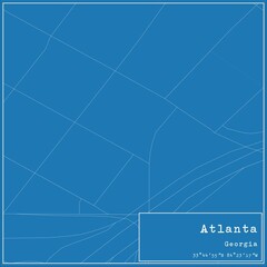 Blueprint US city map of Atlanta, Georgia.
