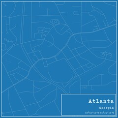 Blueprint US city map of Atlanta, Georgia.