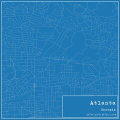 Blueprint US city map of Atlanta, Georgia.