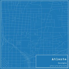 Blueprint US city map of Atlanta, Georgia.