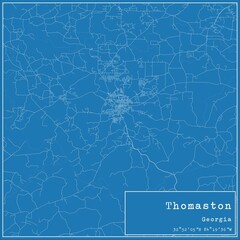 Blueprint US city map of Thomaston, Georgia.