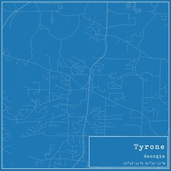 Blueprint US city map of Tyrone, Georgia.